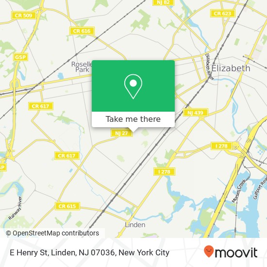 Mapa de E Henry St, Linden, NJ 07036