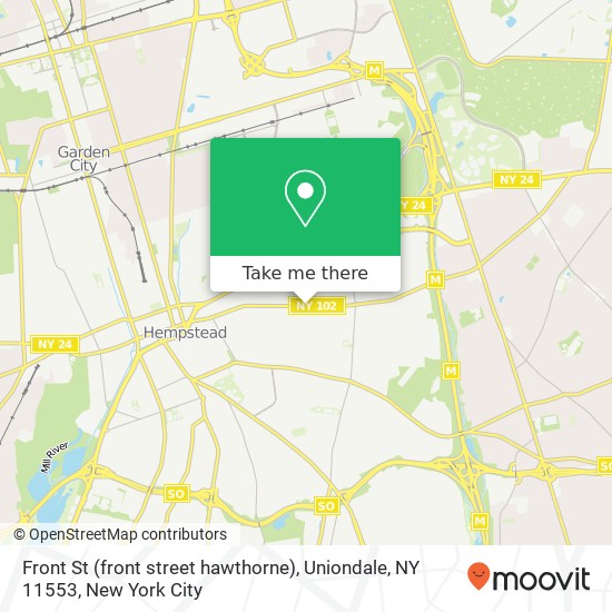 Mapa de Front St (front street hawthorne), Uniondale, NY 11553