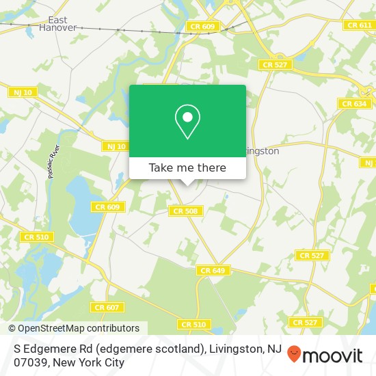 Mapa de S Edgemere Rd (edgemere scotland), Livingston, NJ 07039