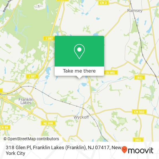 318 Glen Pl, Franklin Lakes (Franklin), NJ 07417 map