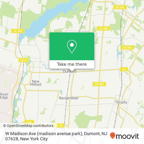 Mapa de W Madison Ave (madison avenue park), Dumont, NJ 07628
