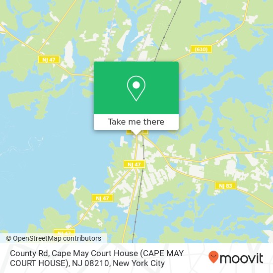 Mapa de County Rd, Cape May Court House (CAPE MAY COURT HOUSE), NJ 08210