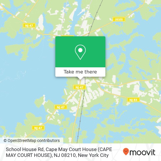 Mapa de School House Rd, Cape May Court House (CAPE MAY COURT HOUSE), NJ 08210