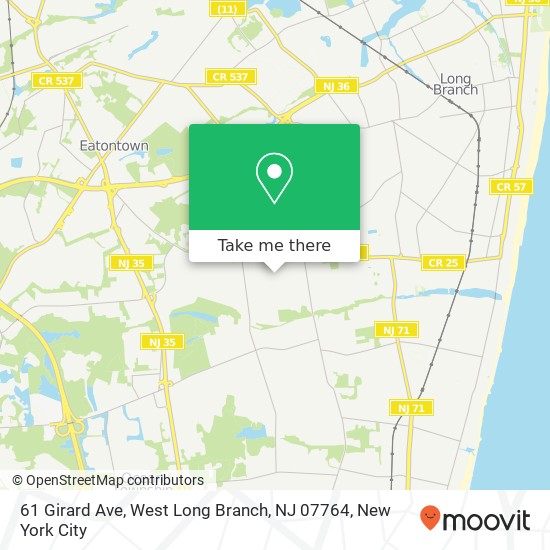 Mapa de 61 Girard Ave, West Long Branch, NJ 07764