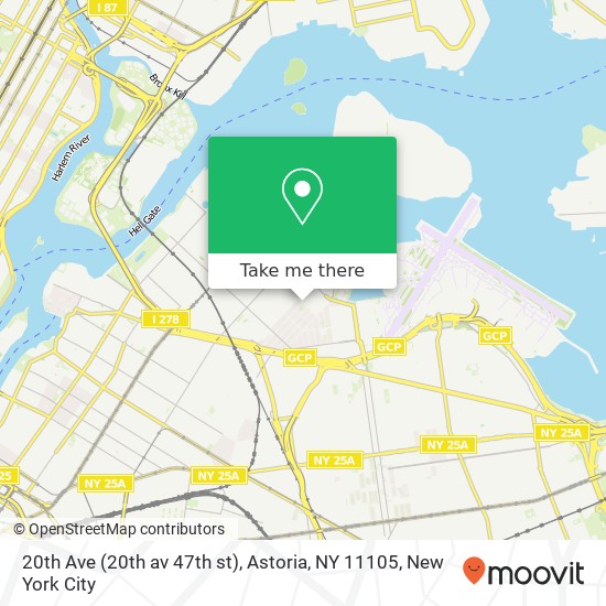 Mapa de 20th Ave (20th av 47th st), Astoria, NY 11105