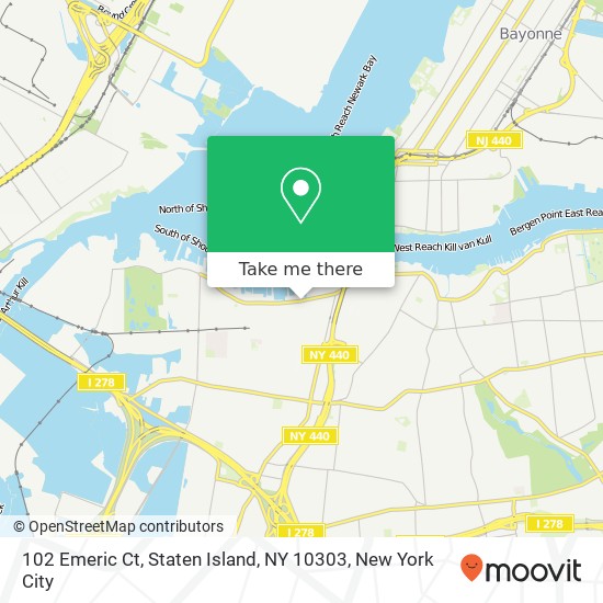 Mapa de 102 Emeric Ct, Staten Island, NY 10303