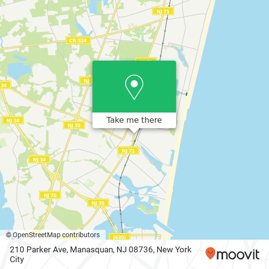 Mapa de 210 Parker Ave, Manasquan, NJ 08736