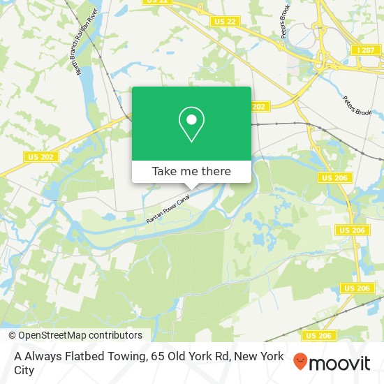 A Always Flatbed Towing, 65 Old York Rd map