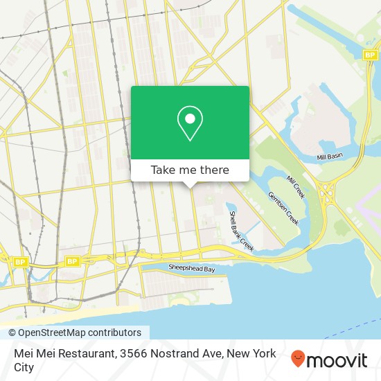 Mapa de Mei Mei Restaurant, 3566 Nostrand Ave