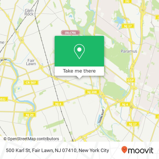 Mapa de 500 Karl St, Fair Lawn, NJ 07410