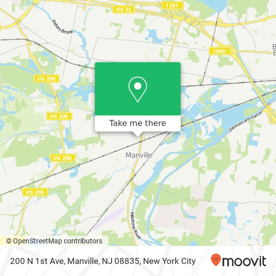 Mapa de 200 N 1st Ave, Manville, NJ 08835