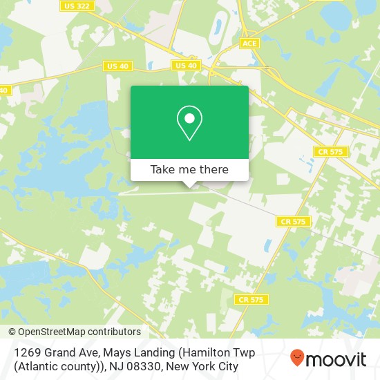 Mapa de 1269 Grand Ave, Mays Landing (Hamilton Twp (Atlantic county)), NJ 08330
