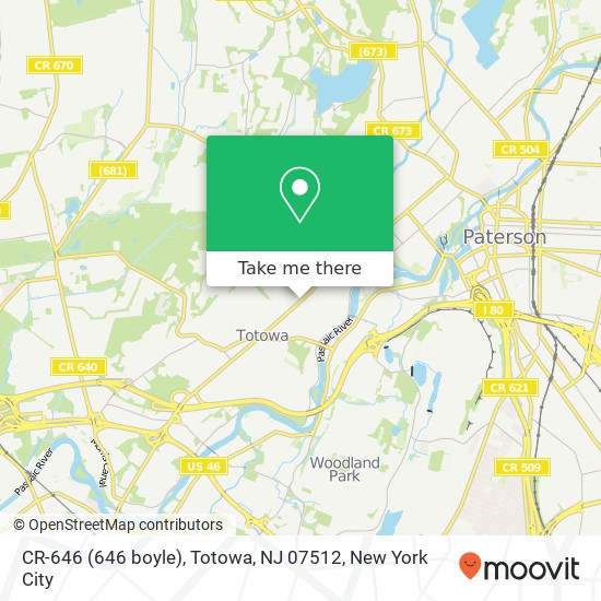 Mapa de CR-646 (646 boyle), Totowa, NJ 07512
