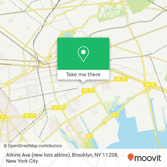 Atkins Ave (new lots atkins), Brooklyn, NY 11208 map