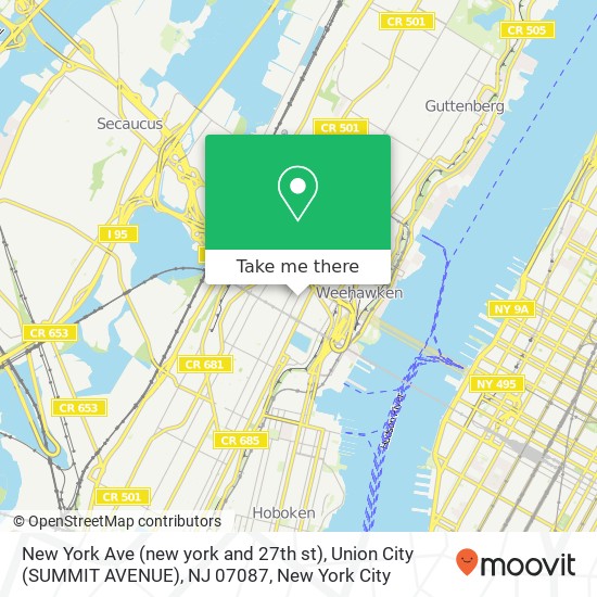Mapa de New York Ave (new york and 27th st), Union City (SUMMIT AVENUE), NJ 07087