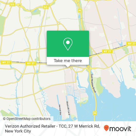 Mapa de Verizon Authorized Retailer - TCC, 27 W Merrick Rd