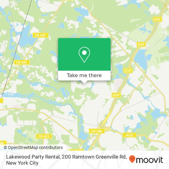 Mapa de Lakewood Party Rental, 200 Ramtown Greenville Rd