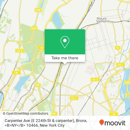 Mapa de Carpenter Ave (E 224th St & carpenter), Bronx, <B>NY< / B> 10466