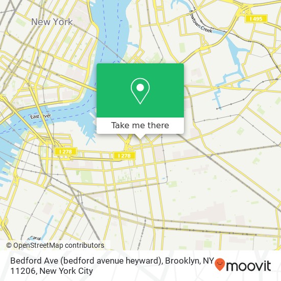Mapa de Bedford Ave (bedford avenue heyward), Brooklyn, NY 11206