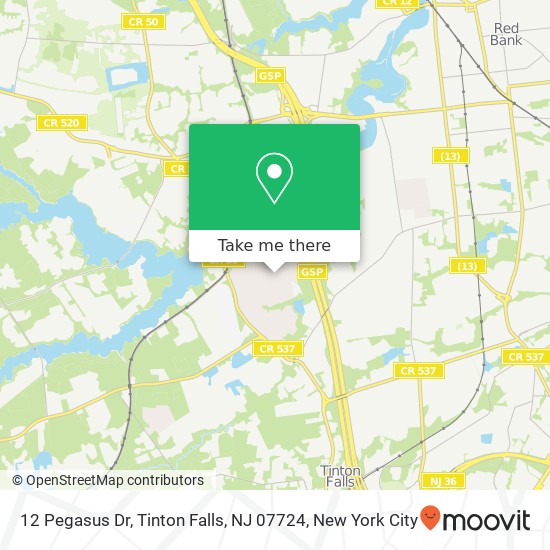 Mapa de 12 Pegasus Dr, Tinton Falls, NJ 07724