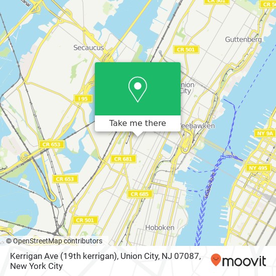 Mapa de Kerrigan Ave (19th kerrigan), Union City, NJ 07087