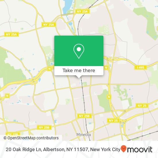 Mapa de 20 Oak Ridge Ln, Albertson, NY 11507