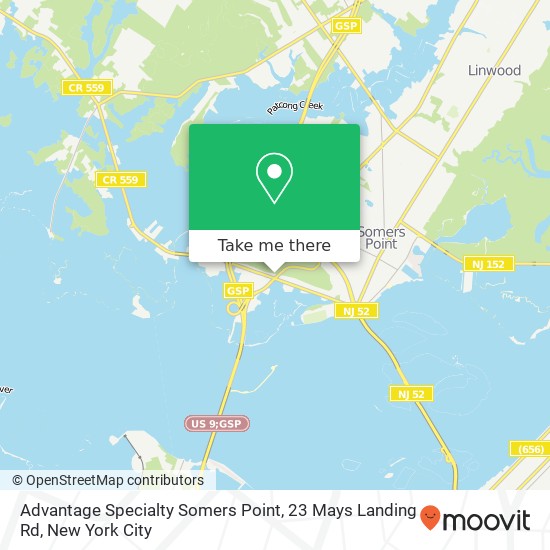 Mapa de Advantage Specialty Somers Point, 23 Mays Landing Rd