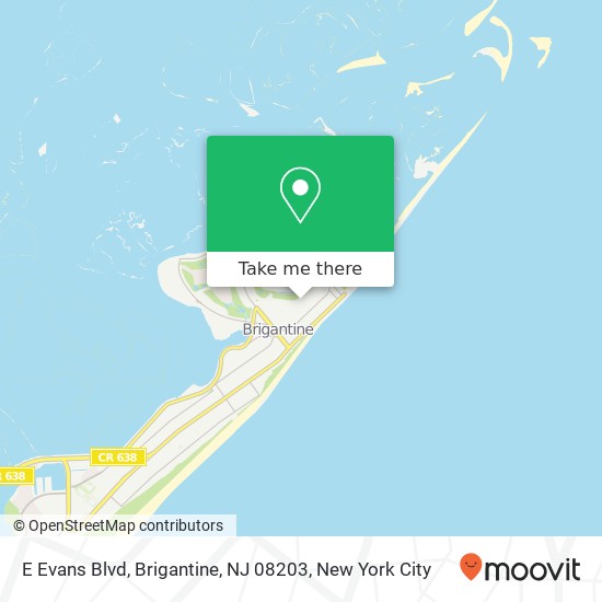 Mapa de E Evans Blvd, Brigantine, NJ 08203