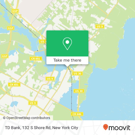 TD Bank, 132 S Shore Rd map