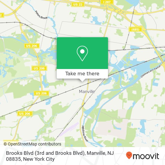 Mapa de Brooks Blvd (3rd and Brooks Blvd), Manville, NJ 08835