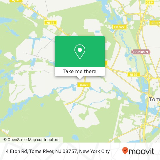 Mapa de 4 Eton Rd, Toms River, NJ 08757
