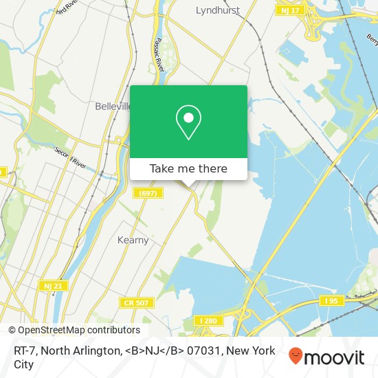 RT-7, North Arlington, <B>NJ< / B> 07031 map