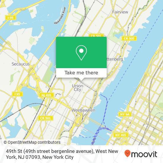 Mapa de 49th St (49th street bergenline avenue), West New York, NJ 07093