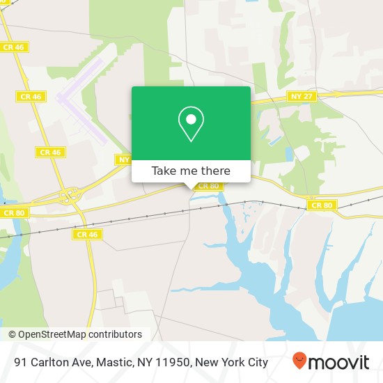 Mapa de 91 Carlton Ave, Mastic, NY 11950