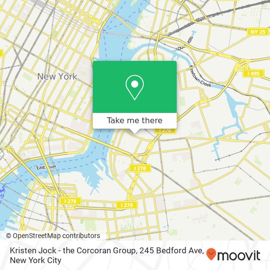 Kristen Jock - the Corcoran Group, 245 Bedford Ave map