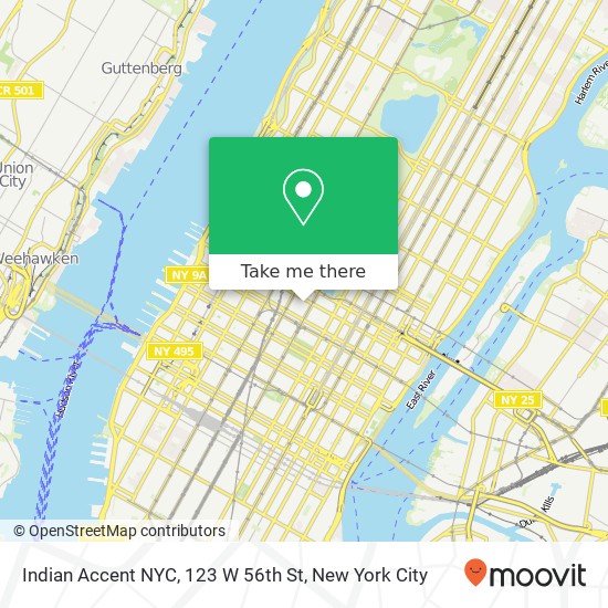 Mapa de Indian Accent NYC, 123 W 56th St