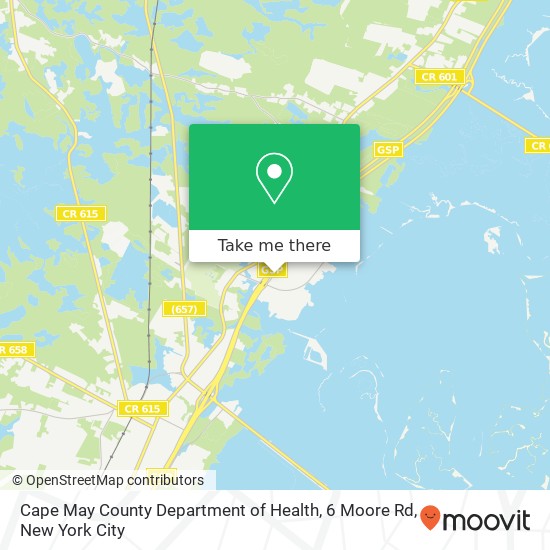 Mapa de Cape May County Department of Health, 6 Moore Rd