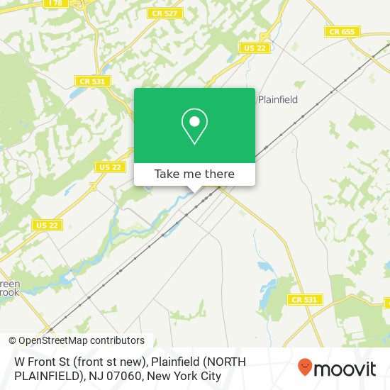Mapa de W Front St (front st new), Plainfield (NORTH PLAINFIELD), NJ 07060