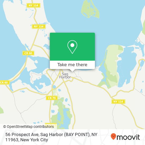 56 Prospect Ave, Sag Harbor (BAY POINT), NY 11963 map