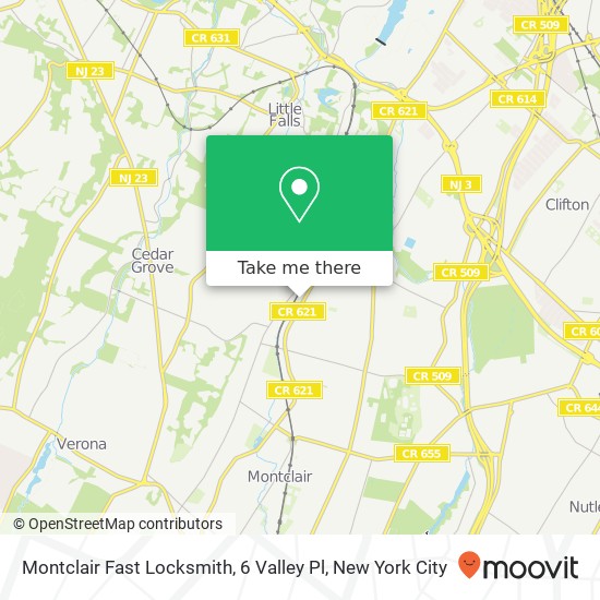 Mapa de Montclair Fast Locksmith, 6 Valley Pl