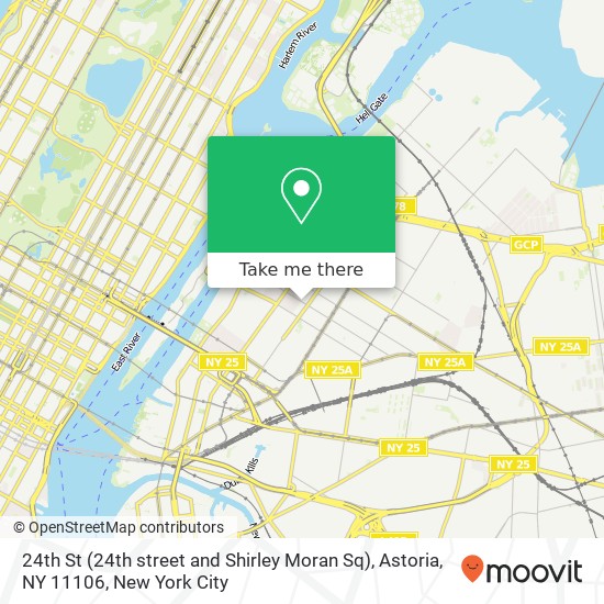 Mapa de 24th St (24th street and Shirley Moran Sq), Astoria, NY 11106