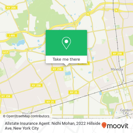 Mapa de Allstate Insurance Agent: Nidhi Mohan, 2022 Hillside Ave