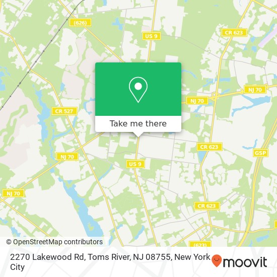 Mapa de 2270 Lakewood Rd, Toms River, NJ 08755