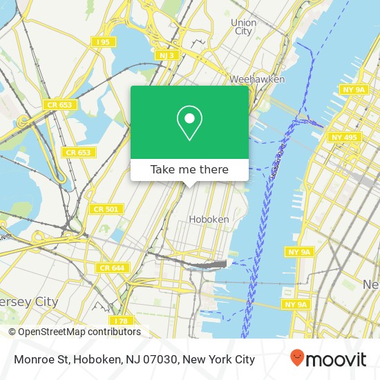 Mapa de Monroe St, Hoboken, NJ 07030