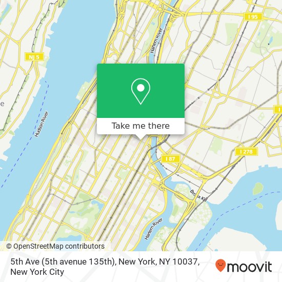 5th Ave (5th avenue 135th), New York, NY 10037 map