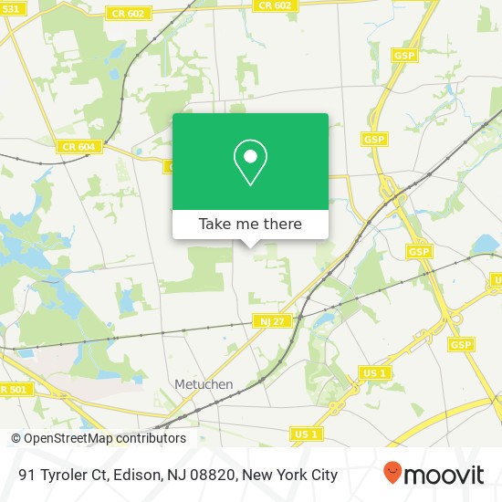 91 Tyroler Ct, Edison, NJ 08820 map