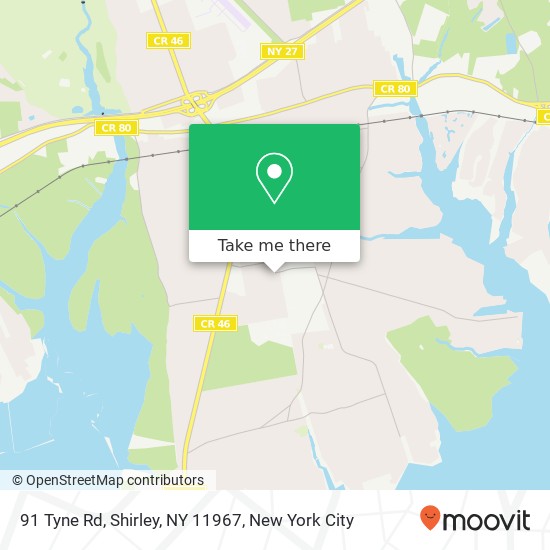 Mapa de 91 Tyne Rd, Shirley, NY 11967