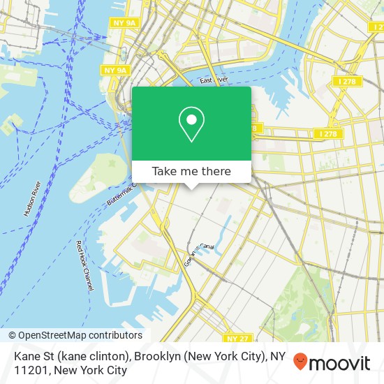 Kane St (kane clinton), Brooklyn (New York City), NY 11201 map
