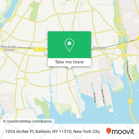 Mapa de 1054 Archer Pl, Baldwin, NY 11510