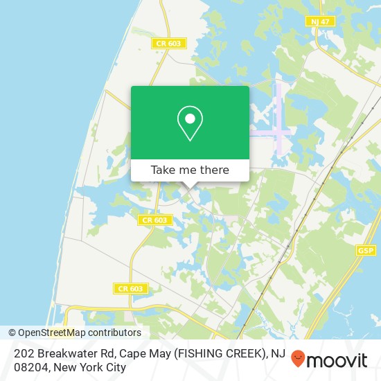 202 Breakwater Rd, Cape May (FISHING CREEK), NJ 08204 map